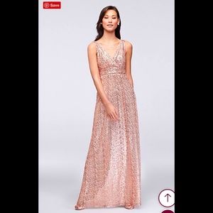 Rose gold long sequin dress